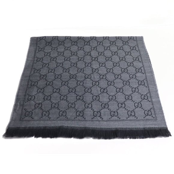 GUCCI Accessories - GUCCI Gucci GG Pattern Winter Scarf Muffler Stole Gray 133483 Unisex